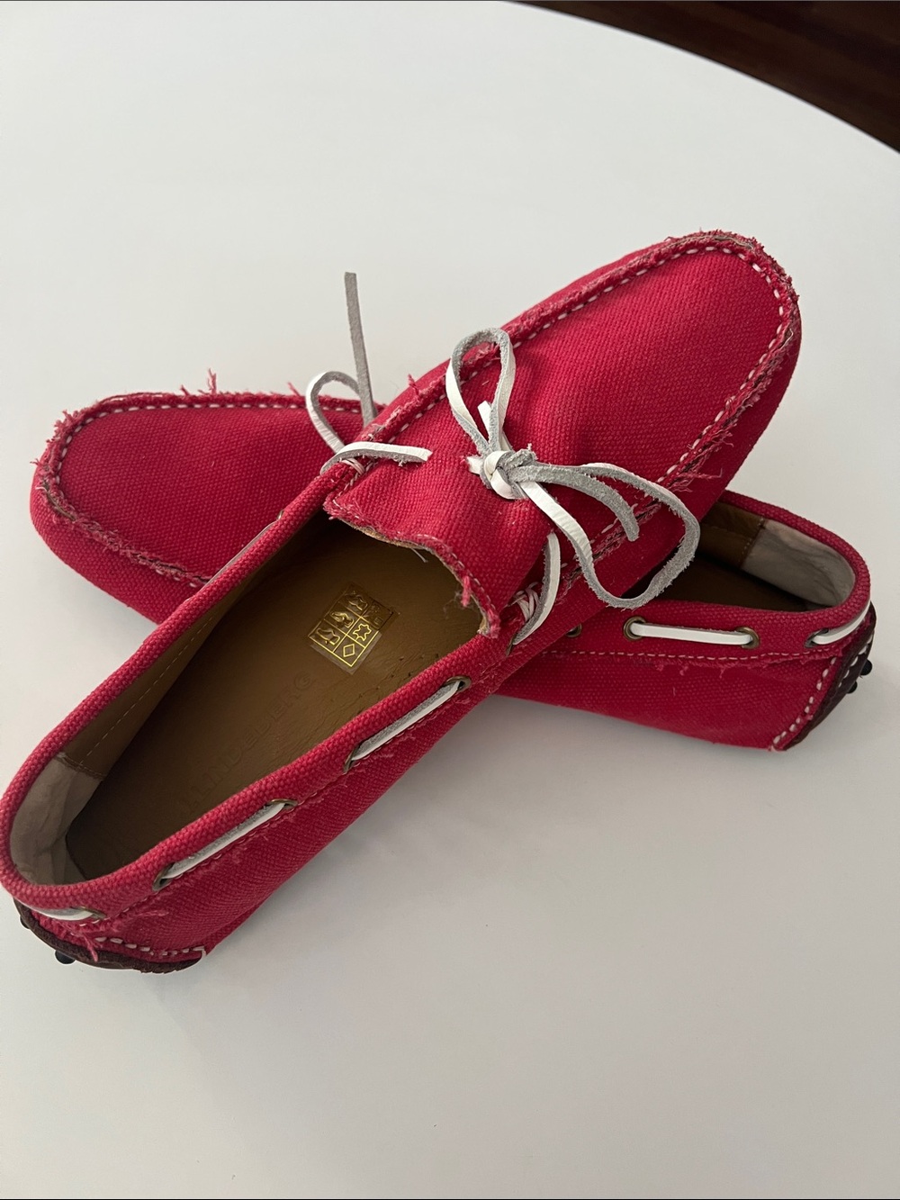 Red Canvas Men’s Boat Shoes with Contrast Laces